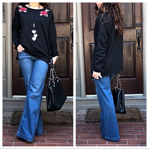 ✨LAST ONE✨Paris floral patch shoulder chic tunic - Picture 2 of 8